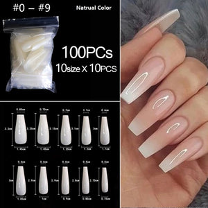 RIKONKA 100/500pcs/bag False Ballerina Natural/Transparent Coffin Fake Nails Manicure Nails for Extension&Protection Nail Art