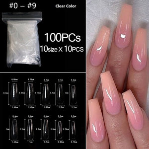 RIKONKA 100/500pcs/bag False Ballerina Natural/Transparent Coffin Fake Nails Manicure Nails for Extension&Protection Nail Art