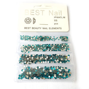 1 Pack Flatback Glass Nails Rhinestones Mixed Sizes SS4 SS6 SS8 SS10 Nail Art Decoration Stones Shiny Gems Manicure Accessories
