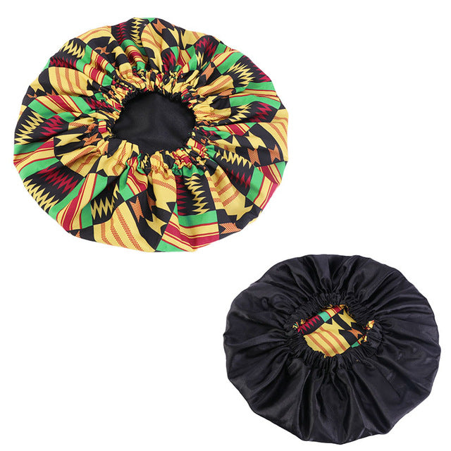 Extra Large Print Satin Bonnet Sleep Cap African pattern print fabric Ankara bonnets Night Sleep Hat Hair Loss Cover Accessories
