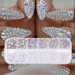 12 boxes / set of AB crystal rhinestone diamond gem 3D glitter nail art decoration beauty