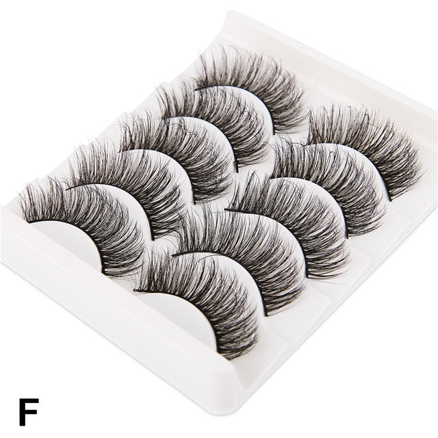 5 Pairs 3D Faux Mink Hair Soft False Eyelashes Fluffy Wispy Long Thick Lashes Handmade Soft Eye Lash Makeup Extension Tools