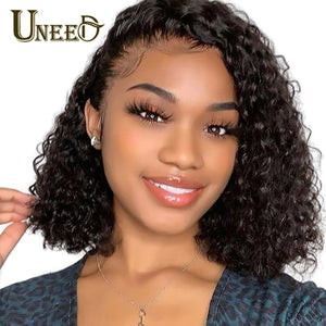 Kinky Curly Bob Lace Front Human Hair Wigs Malaysian Kinky Curly Human Hair Wig For Women Kinky Bob Wig perruque cheveux humain