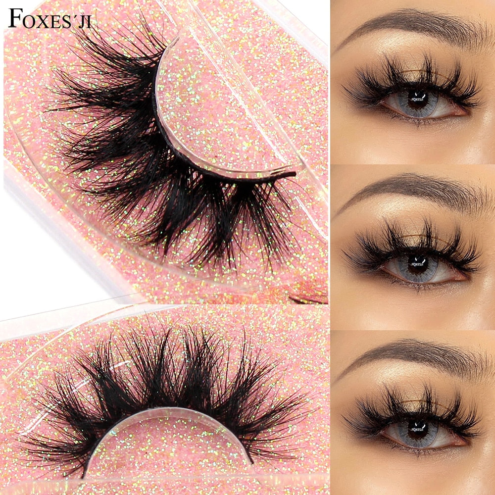 FOXESJI Makeup Eyelashes 3D Mink Lashes Fluffy Soft Wispy Volume Natural long Cross False Eyelashes Eye Lashes Reusable Eyelash