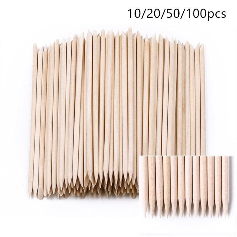 10/20/50/100pcs Wooden Cuticle Pusher Nail Rhinestone Remover Double Head Portable Nail Art Cuticle Remover  Nail Tools