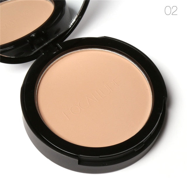 FOCALLURE mineral face pressed powder oil control natural foundation powder 3 colors Smooth finish concealer setting powder