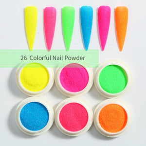 Neon Nail Powder Pigment Set Fluorenscence Spangle Nail Glitter Shimmer Shining Chrome Dust Decoration