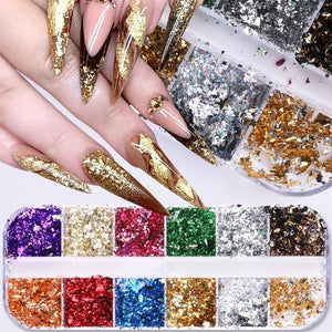 Mirror Sparkly Butterfly Nail Sequins Paillette Mixed Colors Nail Holographics Glitter 3D Flakes Slices Spangle Art Accessories