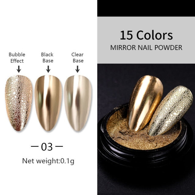 1 Box Mirror Solid Nail Glitters Powder Dust for Metallic Nail Art Nail Powder Chrome Pigment DIY Decorations