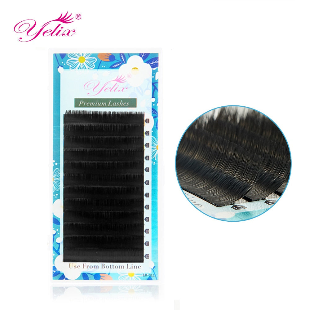 Yelix Matte 8-15mm mixed individual eyelashes Faux Mink lash extension trays faux cils one by one lashes russian volume  lashes