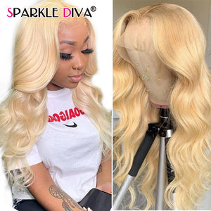 613 Blonde Lace Front Human Hair Wigs Pre Plucked Brazlian Body Wave 13x1 Lace Front Wig 150% Remy Hair Blonde Human Hair Wigs