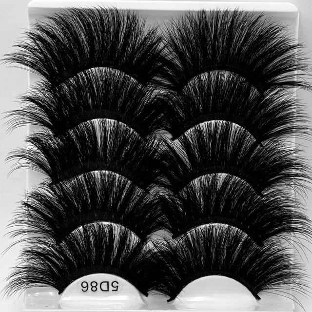 NEW 5Pair Fluffy Lashes 25mm 3d Mink Lashes Long Thick Natural False Eyelashes Lashes Vendors Makeup Mink Eyelashes