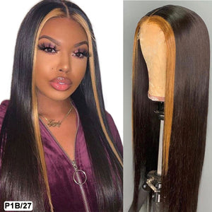Ishow Highlight Wig Brown Colored Human Hair Wigs for Women Ombre Straight Lace Front Wig Highlight Lace Front Human Hair Wigs