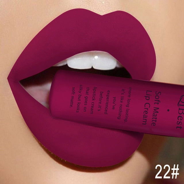 QIBEST Liquid Lipstick Waterproof Lip Gloss 34 Colors Matte Lipstick Long lasting Lipgloss Cosmetics Lips Makeup Nude Maquiagem