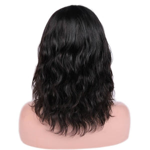 HANNE Short Lace Part Wigs For Women Human Hair Wig Natural Wave Brazilian Remy Natural Black/99j/30 Pre Plucked Bleached Knots