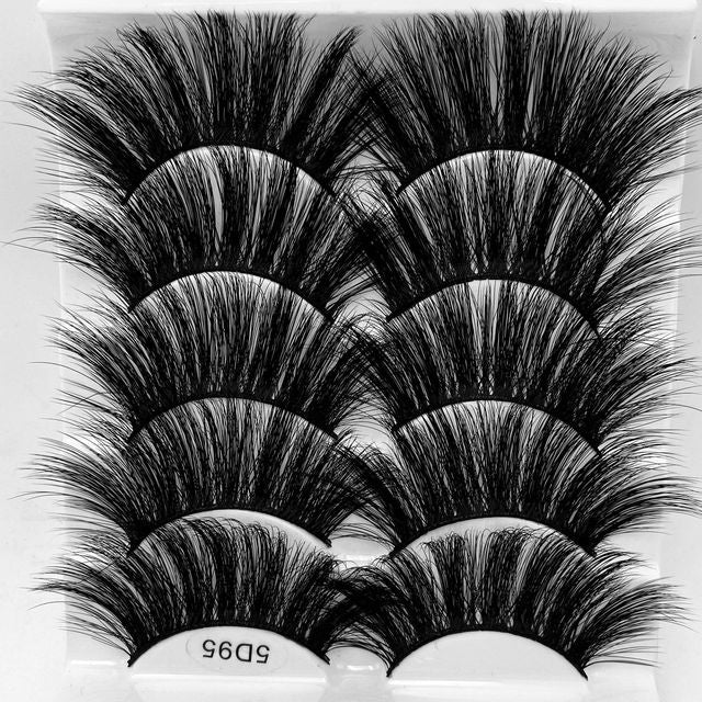 NEW 5Pair Fluffy Lashes 25mm 3d Mink Lashes Long Thick Natural False Eyelashes Lashes Vendors Makeup Mink Eyelashes