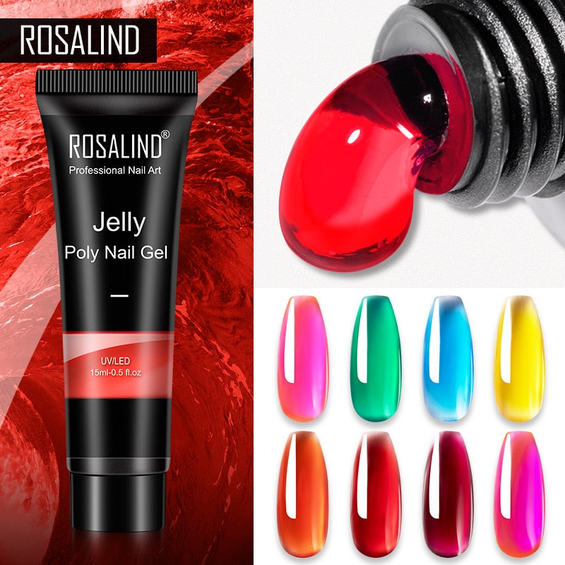 ROSALIND Poly Nail Gel Jelly Glaze Colors Extension Gel For Nails Art Design For Nail Builder Semi Permanent Hybrid Varnishes