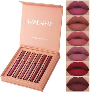 6 Colors/Set Fashion Lip Gloss Sets Natural Moisturize Waterproof Velvet Liquid Lipstick Gift Box Exquisite Lip Makeup TSLM1