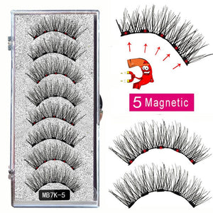 MB3K 5 magnetic eyelashes natural with 3D magnet handmade 8PCS magnetic lashes Tweezer Set Mink eye lashes faux cils magnetiqu