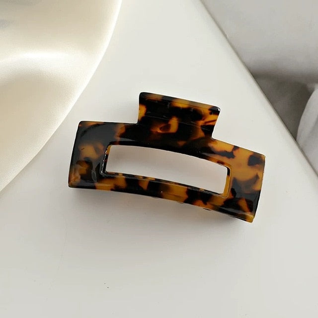 HUANZHI 2020 New Ins Large Geometric Hollow Square Tortoiseshell Leopard Acetate Hair Clip Hair Claw for Women Hair Accessories