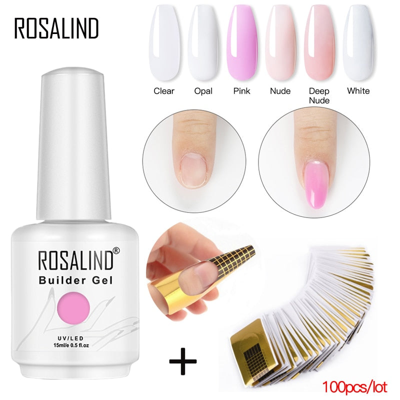 ROSALIND Builder Gel For Nail Gel Hybrid Varnishes  Semi Permanent UV LED Manicure Nail Art Extended With Nail Form