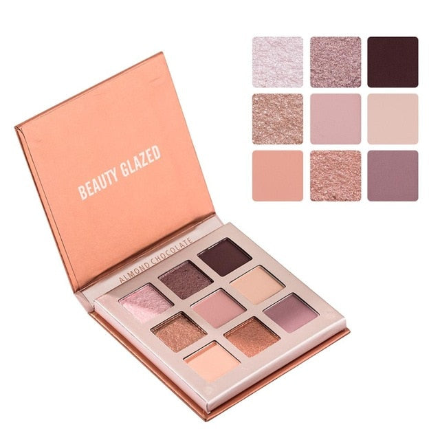 Beauty Glazed Makeup Eyeshadow Pallete makeup brushes 9 Color Shimmer Pigmented Eye Shadow Palette Make up Palette maquillage