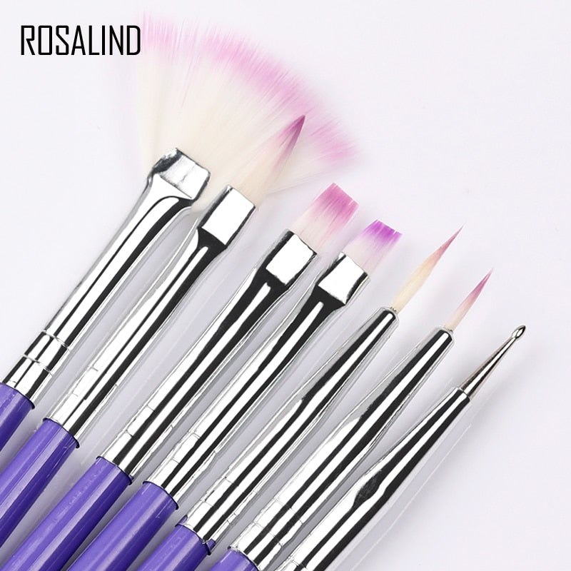ROSALIND 7PCS Manicure Brushes Set For Nail Art Painting Brushes Dotting Design Manicure Nail Brush Kit Gel Varnishes Tools