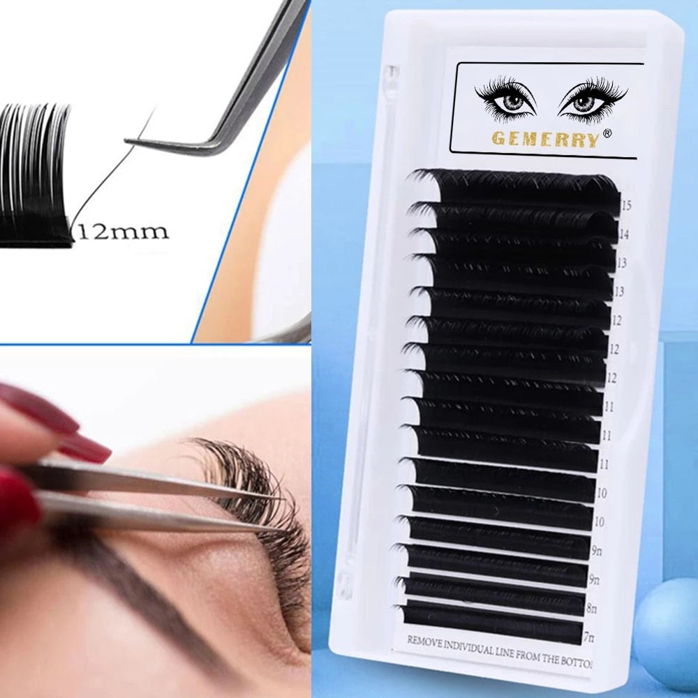 16Rows Individual Eyelash Extension Faux Cils Mink False Eyelashes Artificial lashes For Makeup Supplies HandMade Natural Lash