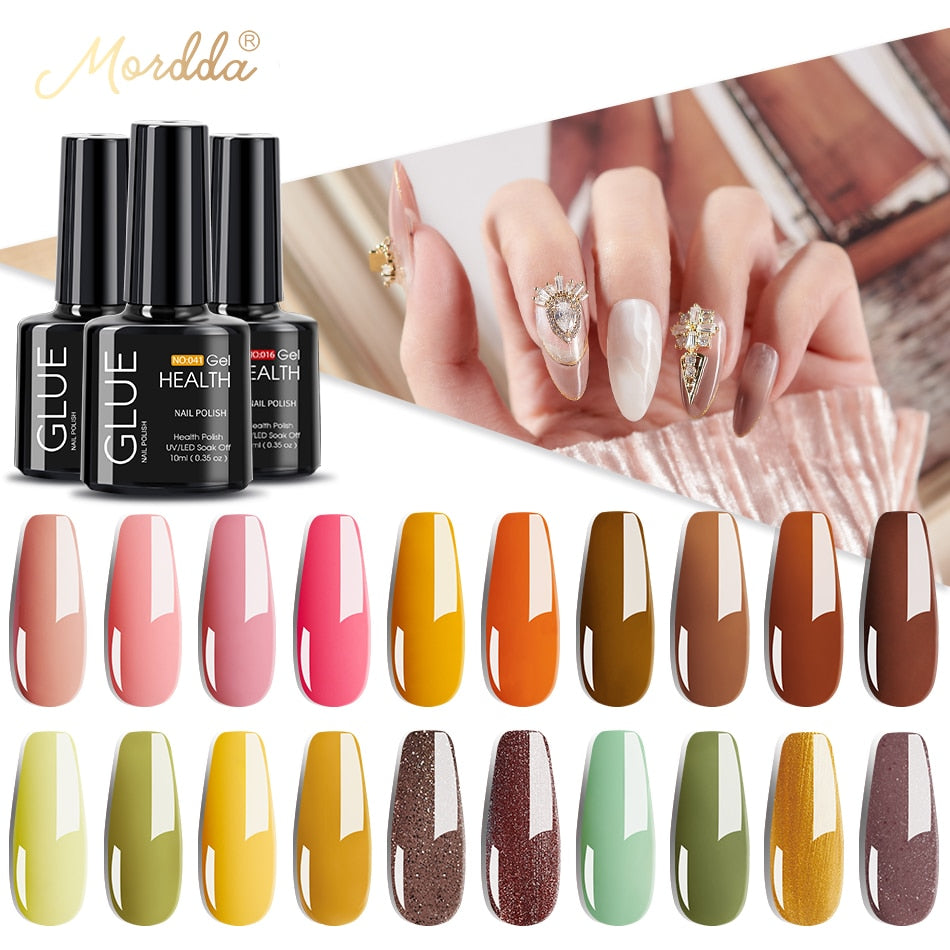 MORDDA 10ml Gel Nail Polish Glitter For Manicure set nail art Semi platium UV LED Lamp Nail varnishes Base top coat Gel lacquer