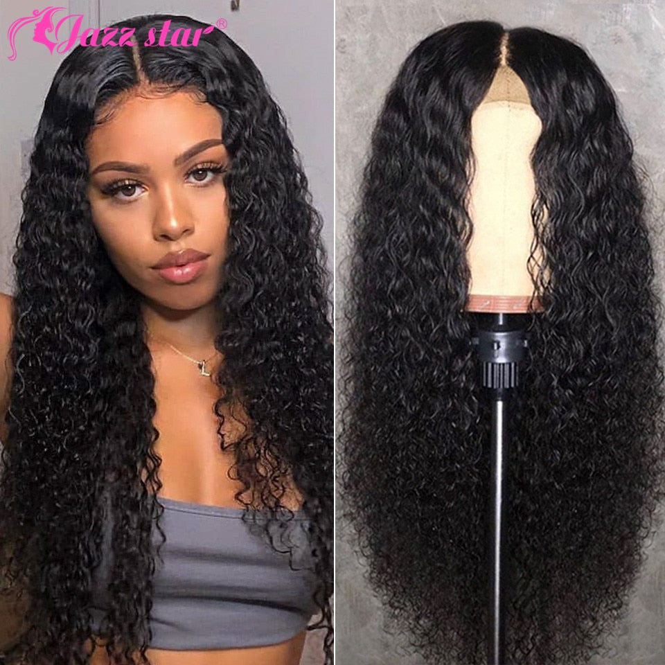 Brazilian Kinky Curly Wig Human Hair Wigs for Women 4x4 Lace Closure Wig Curly Human Hair Wig  Jazz Star Lace Wig Non-Remy