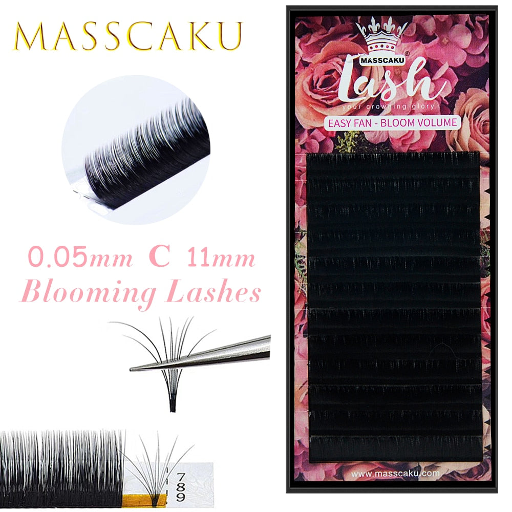 MASSCAKU 1case new arrived autofans eyelash easy fanning lashes mega volume fan Russian volume two-tone lashes cilia