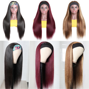Unice Hair Bone Straight Hair Highlight Wig Headband Wig Human Hair Blonde Brown Straight Human Hair Wigs for Women