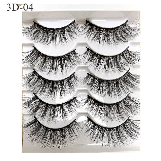 Dramatic Mink Lashes 5 Pairs 3D Mink Eyelashes Natural Fluffy Volume,Makeup Faux Cils Mink Lashes Pack in bulk,eyelash packaging