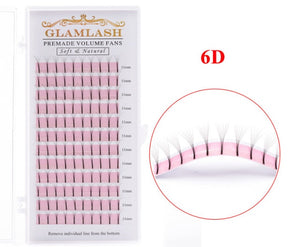 GLAMLASH 2D 3D 4D 5D 6D Long Stem False Lashes Premade Russian Volume Fans Faux Mink Premade Eyelash Extensions Makeup Cilios