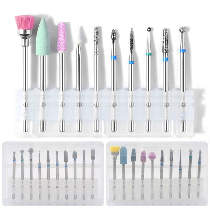 10 Pcs Diamond Milling Cutters For Manicure Carbide Nail Drill Bits Kits Equipment Tools