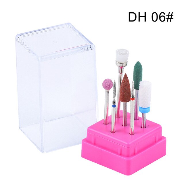 Combined Milling Cutters Set For Manicure , Ceramic Nail Drill Bits Kit Electric Removing Gel Polishing Tools