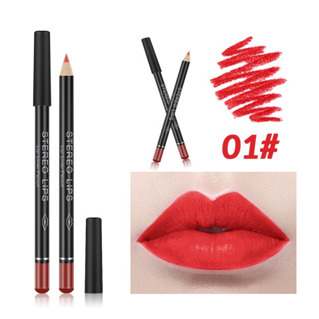 Lipstick 12 Colors Stylish Waterproof Lip Liner Long Lasting Matte Lipliner Pencil Makeup Comestics Tools Whitening TSLM2