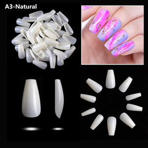 Makartt 500pcs Coffin Fake Nail  Tips Clear Natural XXL Gel Tips Full Cover False Acrylic Stiletto Ballerina Nails Press on Nail