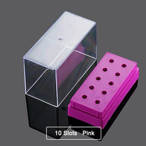 20 Slots Clear Nail Drill Bit Brush Plastic Storage Box Holder Container Manicure Cutters Display Nail Accessories Nail Art Tool