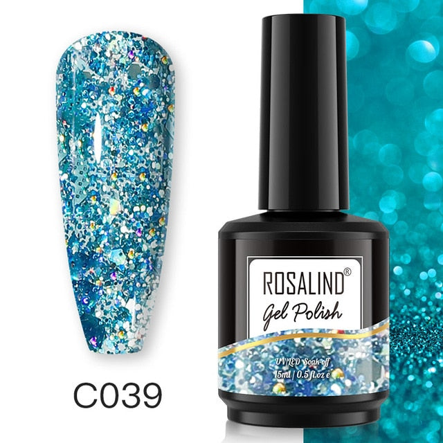 ROSALIND Gel Nail Polish 15ml 40 Colors Semi Permanent Manicure Nail Art Gel Varnishes Hybrid Base Top Coat For Gel Polish