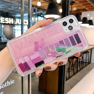 Fashion Liquid Quicksand Glitter Eye Shadow Make up Case for iPhone 12 11 Pro X XS Max XR 7 8 6 Plus Personal makeup Cover Coque