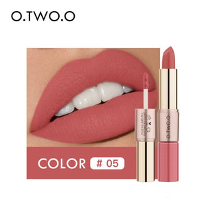 O.TWO.O 2 in 1 Matte Lipstick Lips Makeup Cosmetics Waterproof Pintalabios Batom Mate Lip Gloss Rouge 12 Colors Choose