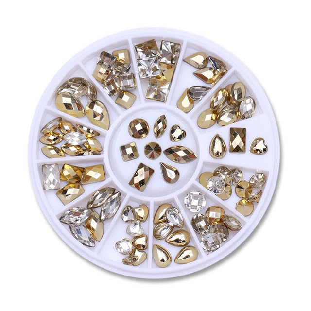 12 grids/box AB nail art diamond gem 3D nail sequin crystal rhinestone glass nail art decoration