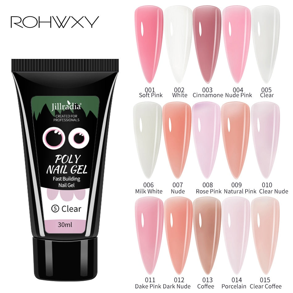 ROHWXY Poly UV Gel For Manicure 30/15ML Nail UV Gel For Extension Color Nail Gel For Nails Art Painting Gel Nail Art Enamel