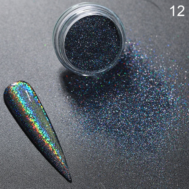 Holographics Powder Nail Glitter Laser Silver Pink Glitter Chrome Nail Powder Shimmer Gel Polish Flakes for Pigment Dust