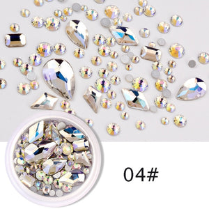 1 Box Glitter 3D Rhinestones AB Flat Back Shiny Stones Nail Art Decorations Mixed Size Nail Gems Crystal Strass Accessories