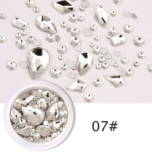1 Box Glitter 3D Rhinestones AB Flat Back Shiny Stones Nail Art Decorations Mixed Size Nail Gems Crystal Strass Accessories