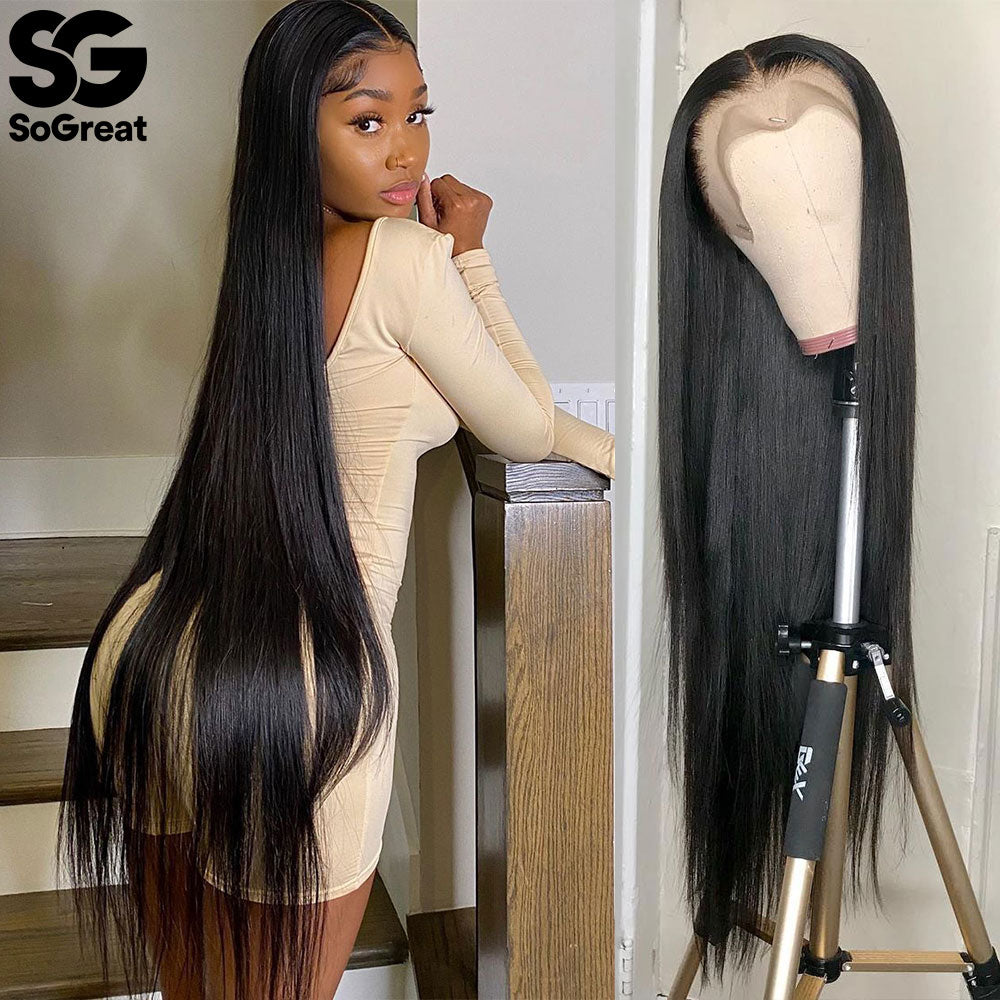 28 30 40 Inch Lace Front Human Hair Wigs for Black Women Pre Plucked Brazilian Remy Hair 13x4 Straight Lace Frontal Wig