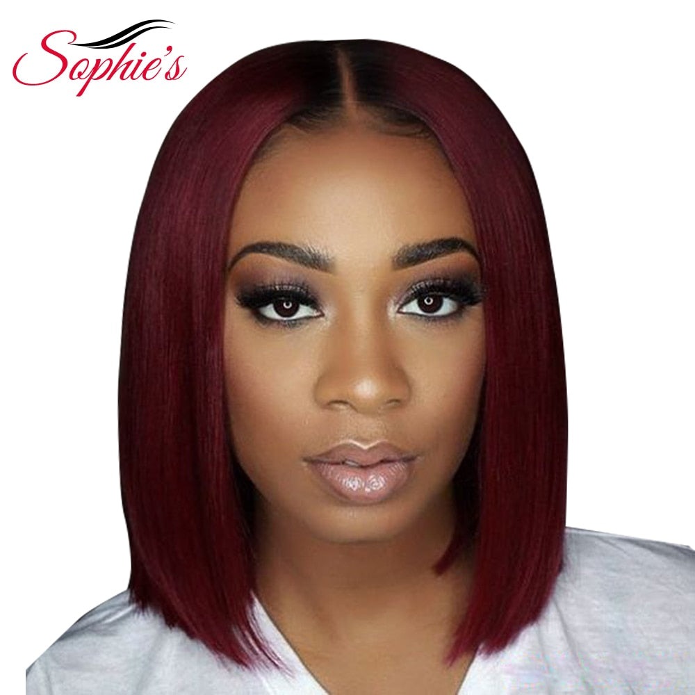 Sophie's Lace Closure Human Hair Wigs For Black Women Brazilian Straight Lace Wig 4*4 Bob Lace Closure Wigs 150% Density Remy