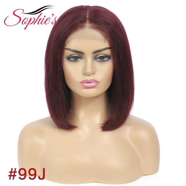 Sophie's Lace Closure Human Hair Wigs For Black Women Brazilian Straight Lace Wig 4*4 Bob Lace Closure Wigs 150% Density Remy
